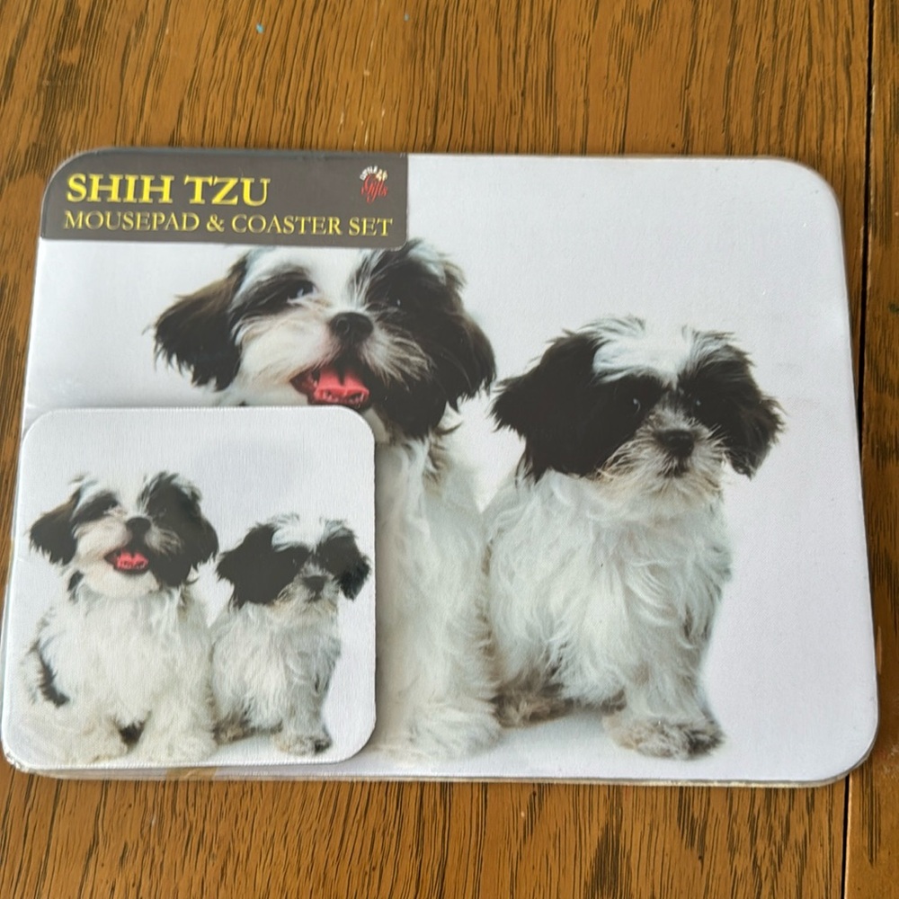 Shush tzu coaster and mouse pad set